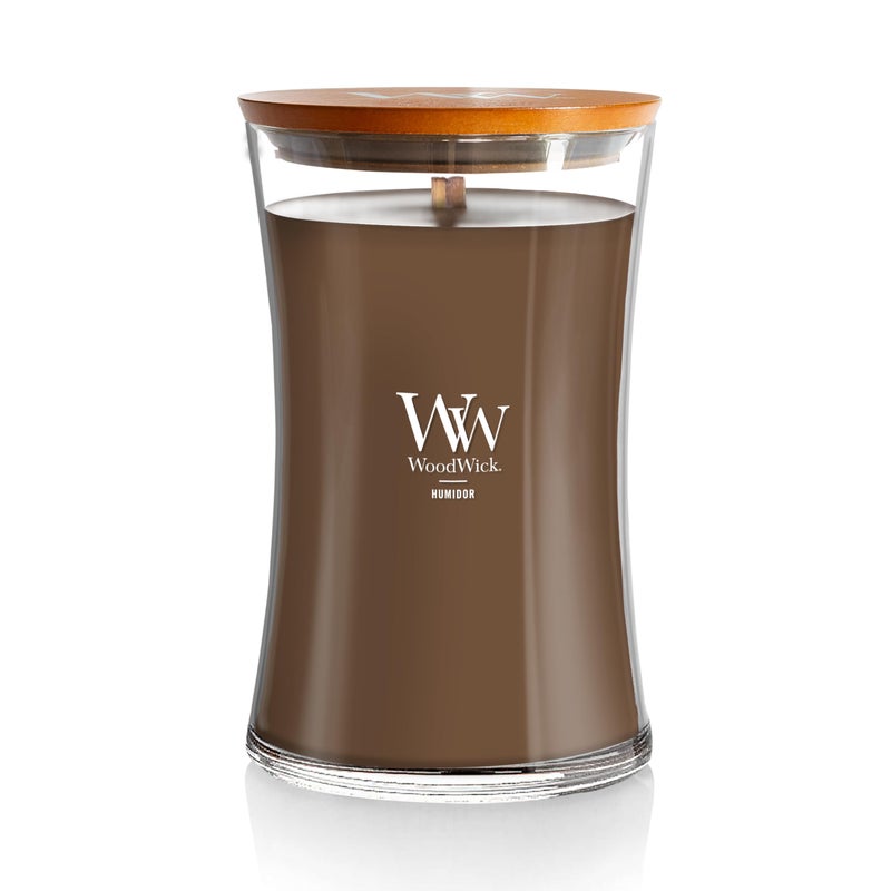 WoodWick Humidor Gifts for Women and Men, 21.5 oz Large Hourglass Candle with Crackling Wick - Image 1